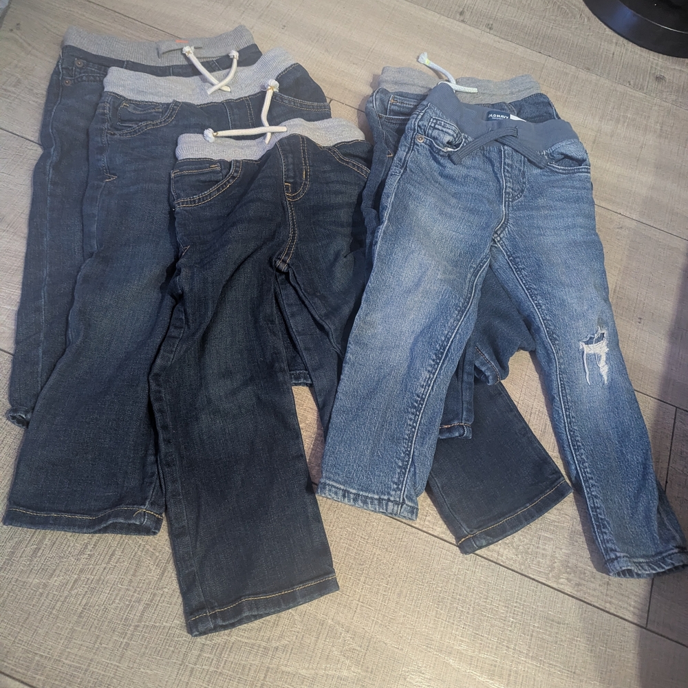 Cat & Jack Kids Denim Jogger Pants - Dark Blue & Light Blue